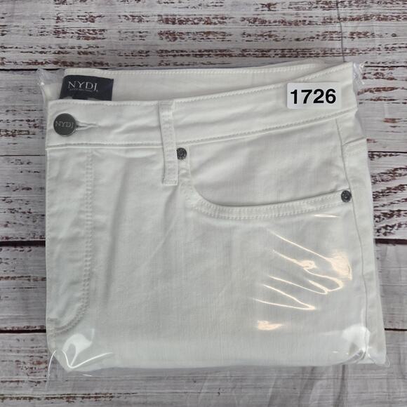 NYDJ Sheri Slim Jeans Womens 14 White Stretch Lift Tuck Mid Rise Straight Pants - Picture 11 of 11